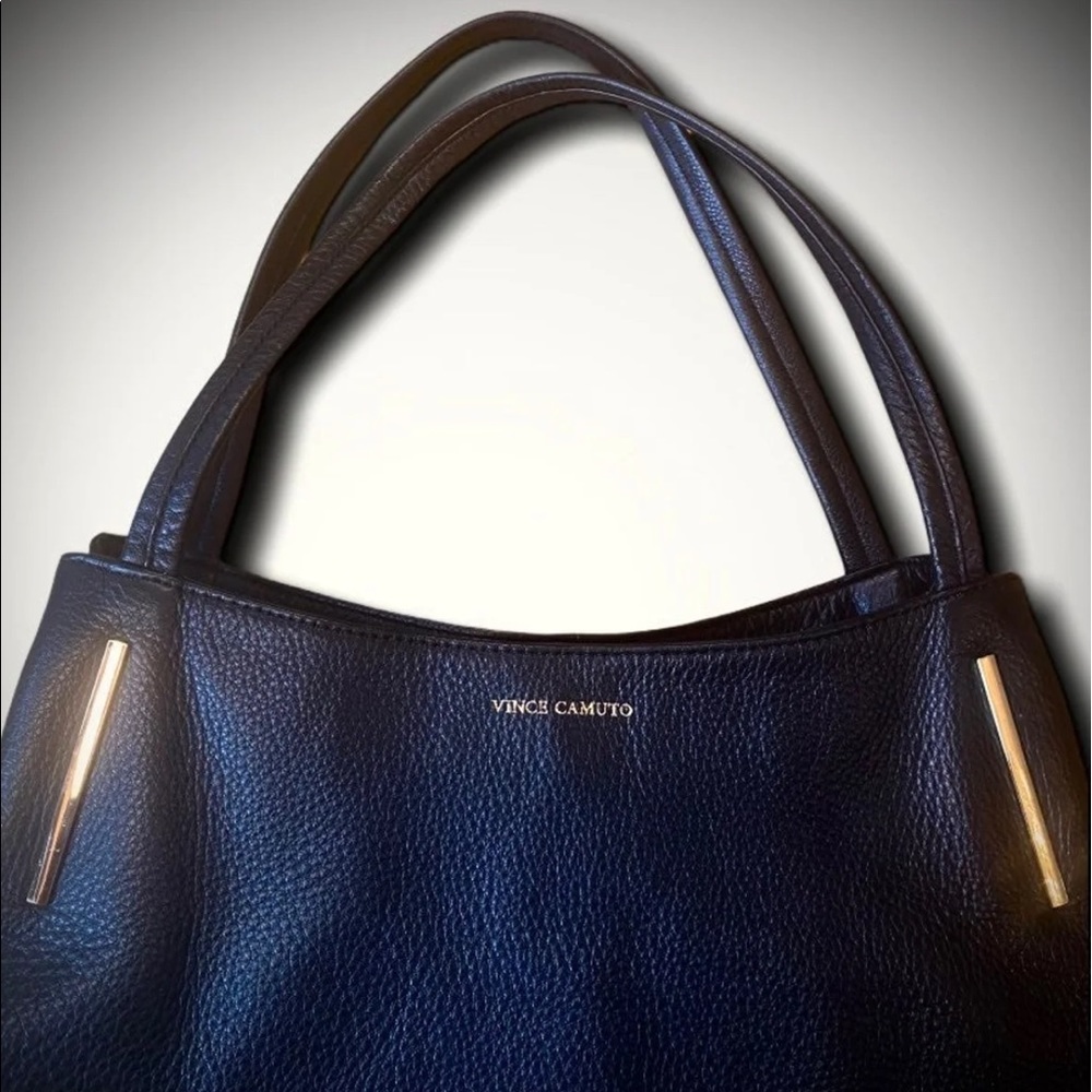 Vince Camuto large Genuine Black Pebbled leather shoulder bag purse